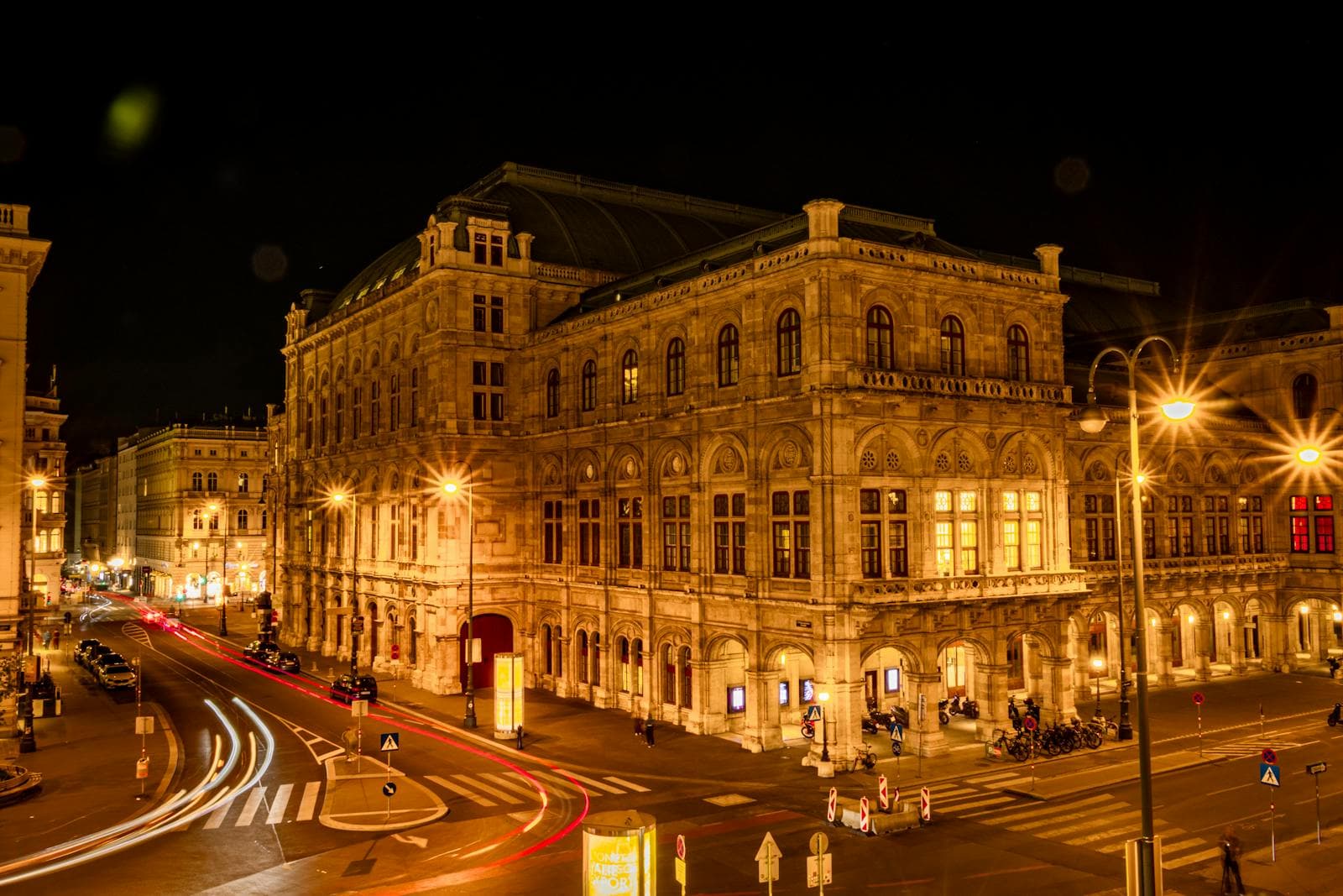The Vienna State Opera in the evening